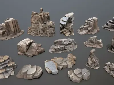 desert rocks  Low-poly 3D model