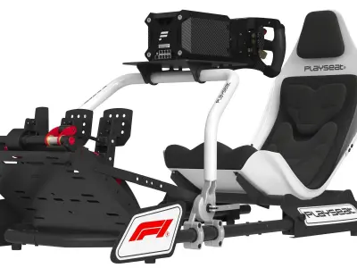 Playseat Formula Instinct F1 Edition Racing Chair and 3 Monitors 3D model