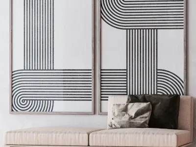 Set of large wall paintings 478 3D model