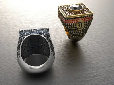 Men ring with gems 3D print model