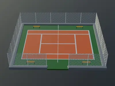 Tennis Court Low-poly 3D model