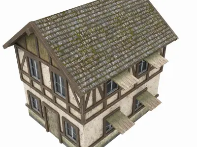 Low Poly Bilding wooden house Low-poly 3D model