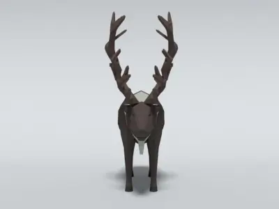 Low Poly Cartoon Reindeer  Low-poly 3D model