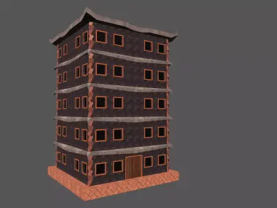 Low Poly Building Blender Model Low-poly 3D model