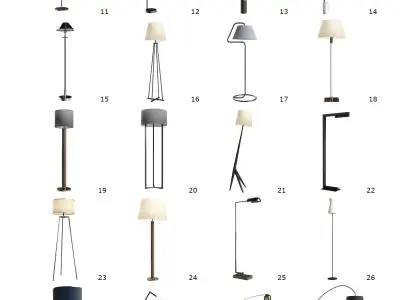 Floorlamps Pack - 50 models Low-poly 3D model