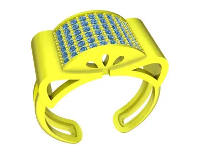 Luxury Square Pave Open Band Ring 3D Model 4360 3D print model