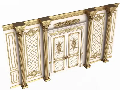 Boiserie Classic Wall with Mouldings 04 White Low-poly 3D model