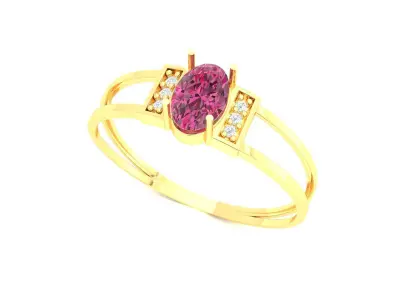 Gold Ring Graduation Oval Sapphire Diamonds 3D Model Print Ready 3D print model