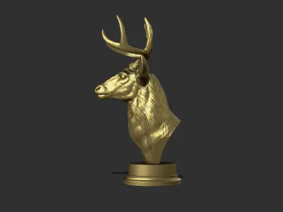 White tailed deer bust 3D print model