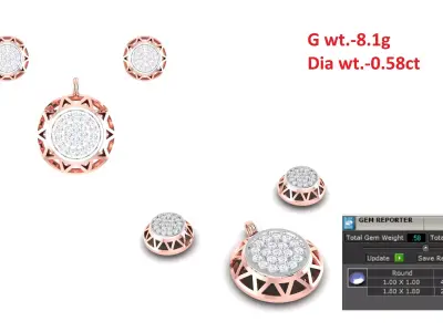 Rose Gold Diamond Pendant 3D Print Model 3D print model 14