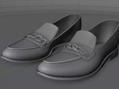 Luxury Leather Chain Loafer Shoe 3D Model 3D model