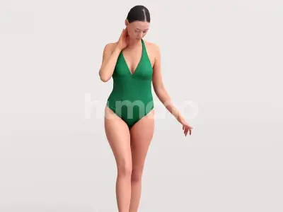 Humano Beautiful Woman in swimsuit standing pool-2511-050-7572 3D model