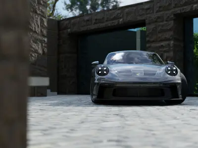 Automotive Render Scene 3D Blender File Textured  3D model