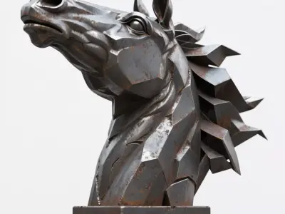 horse head sculpture 3D print model