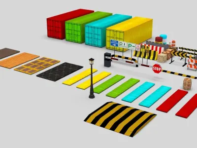 Car parking assets Low-poly 3D model
