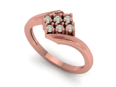 ladies Diamond Ring 3D print model 11