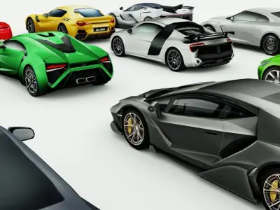 12 lowpoly Sportscars vol2 Low-poly 3D model