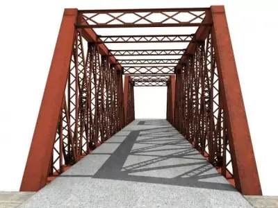 Steel truss bridge Low-poly 3D model