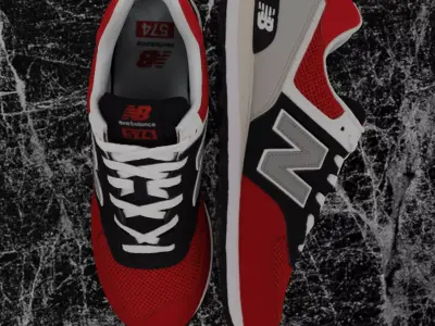 NEW BALANCE 574 RED WHITE BLUE 3D SHOES 3D model