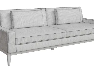 3 Seaters Bolstered Tan Sofa 3D model
