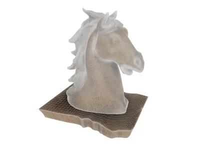 Wooden Horse Head Sculpture 3D model