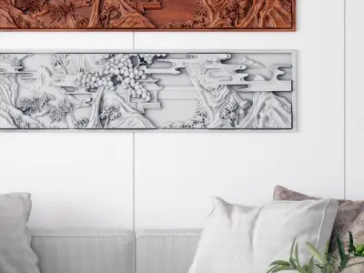 landscape carving New Chinese style 3D model