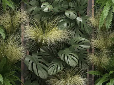 Vertical gardening Fern Wall 3D model