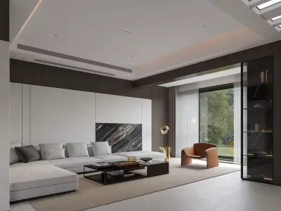 Modern Open Plan Living and Dining Room Interior 3D model