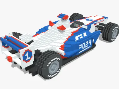 Voxel F1 Car Low-poly 3D model