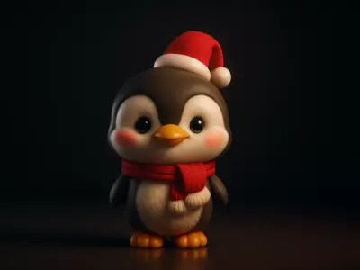 Adorable Christmas Penguin Figurine Holiday Penguin 3D print model