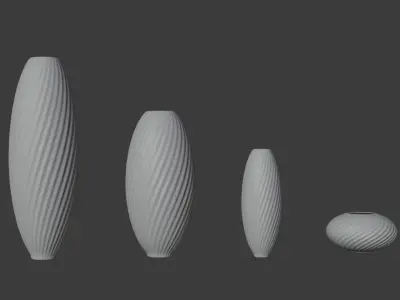 High-Quality Twisted Vase Collection 3D Model Low-poly 3D model