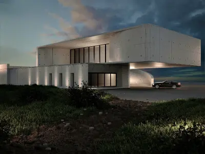 Modern Concrete House 3D model 3D model