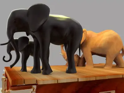 Chinese display stand with elephants   3D model