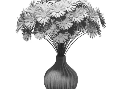 Chamomile in vase 3D model