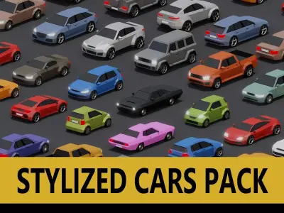 Stylized Lowpoly Cars Low-poly 3D model