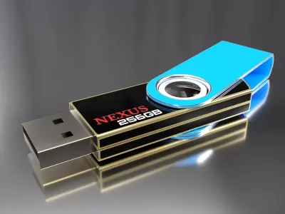 Usb stick with and without Texts and Low Poly Low-poly 3D model