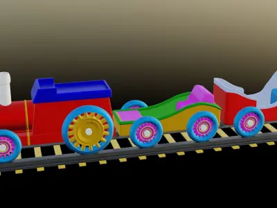 Toy Train Low-poly 3D model get
