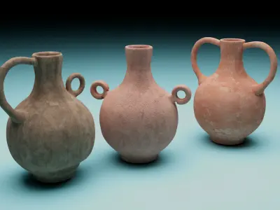 Collection of Ancient Clay Pitcher Low-poly 3D model