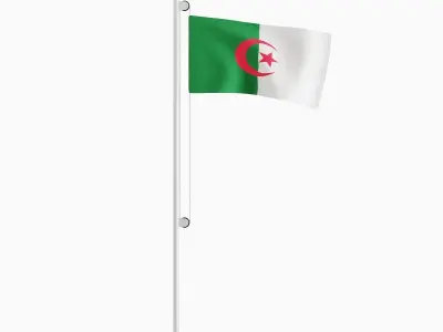 Flag of the Algeria Low-poly 3D model