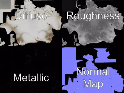 Majestic Marble Lion model pack Low-poly 3D model