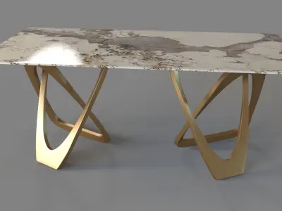 71 Contemporary Dining Table in Gold 3D model
