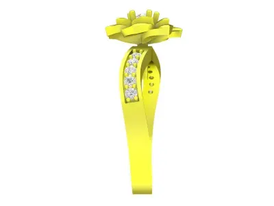 A4632 Diamond Flower Ring 3D Model 3D print model