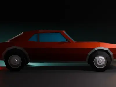Low Poly Old Muscle Car Low-poly 3D model
