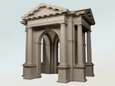 Arched portico in Doric mutulary   order column gazebo  3D model