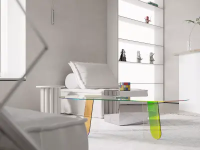 Modern living room dining room interior scenes 448 3D model
