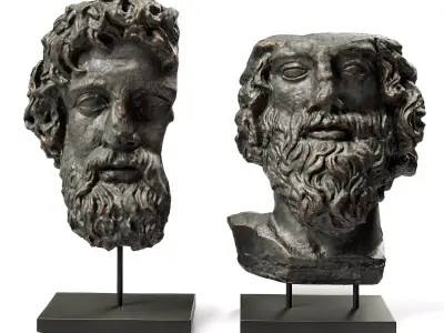 Asclepios and Greek general head metal Low-poly 3D model