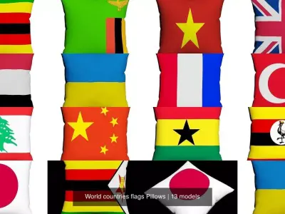 World countries flags Pillows 3D Model Collection