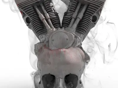 MotorSkull motorcycle engine skull 3D print model