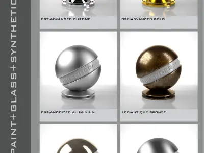 Shaders for VrayforC4D - Bundle 04 Metal-Paint-Glass-Synthetic 3D model