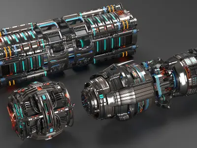 Sci Fi Mega Elements KITBASH - SUBDIVISION READY - pack 3 3D model